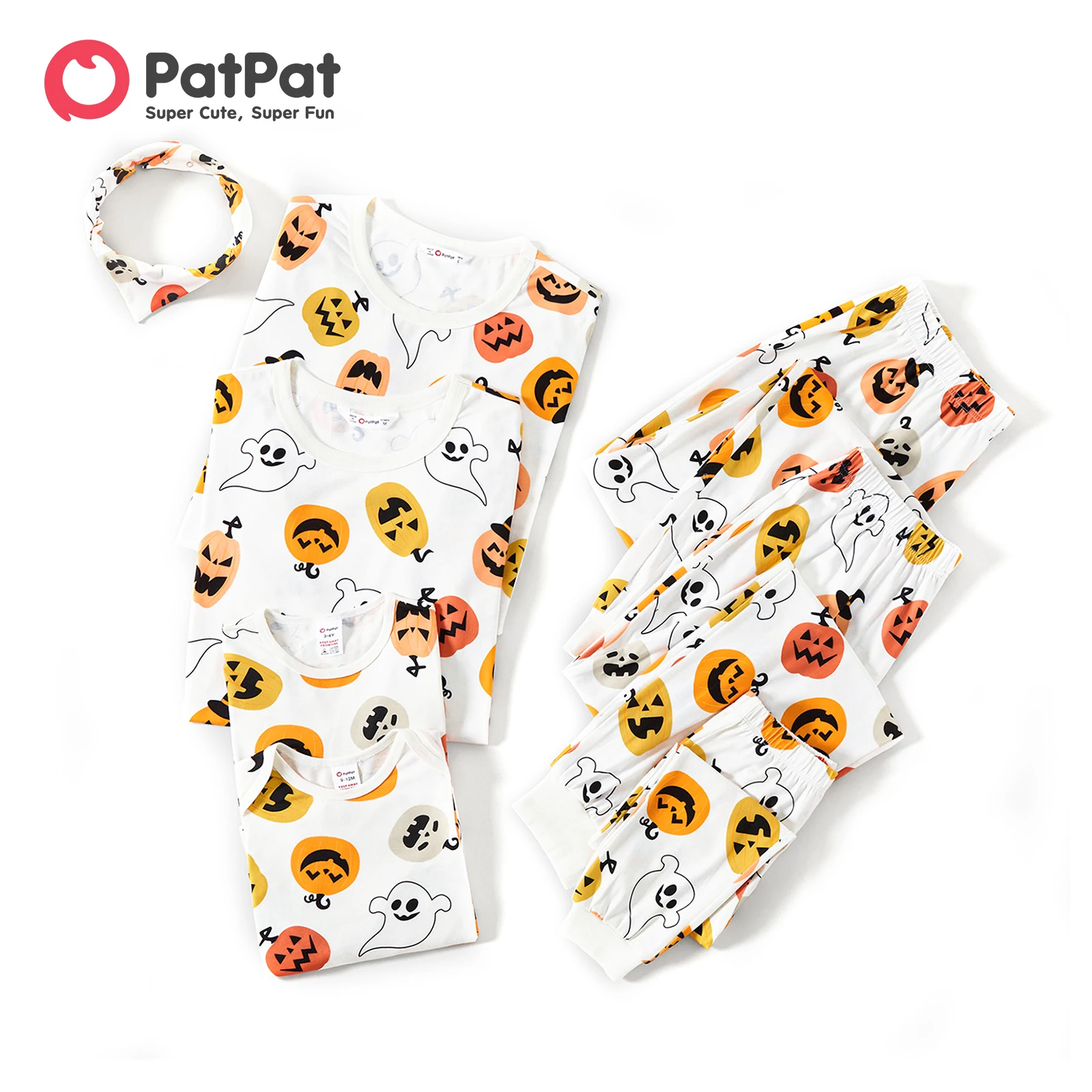 PatPat piyama motif labu & hantu, set piyama keluarga Halloween (tahan api)