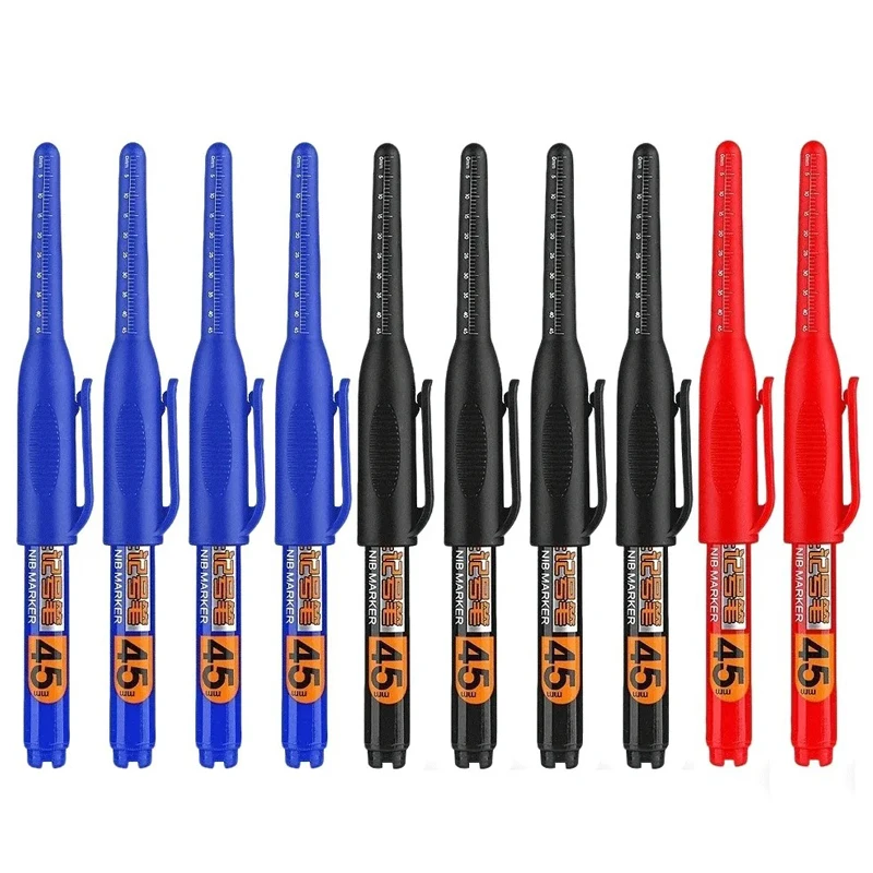 12 Stück/Set 45mm Tieflochmarker mit langer Spitze für Metall, wasserfester Stift zum Perforieren, für Badezimmer, Holzbearbeitung, Dekoration, Mehrzweckwerkzeug