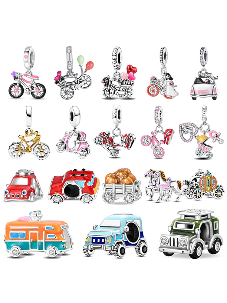 AliExpress Exquisite 925 Sterling Silver Two-tone Spinning Wheels Bicycle Dangle Charm Fits Bracelet Lovely Jewelry Accessories Gifts