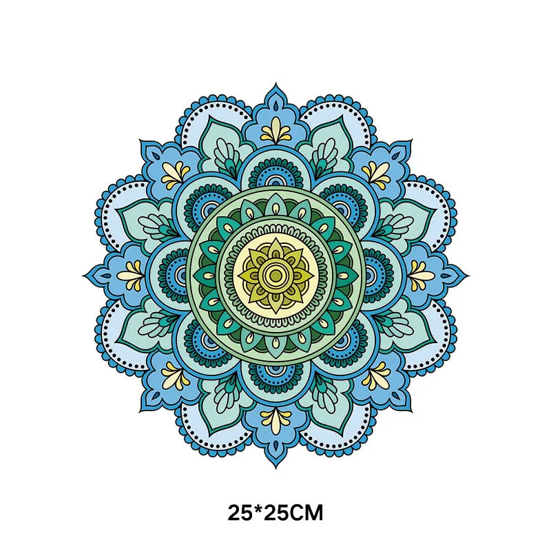 Mandala Flowers Stripes Thermal Stickers On Clothes Heat Transfer Decal Fusible Iron On Patches Heat Transfer Vinyl Custom Patch