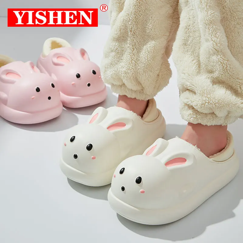 

YISHEN Slippers For Kids Girls Winter Waterproof Warm Slides Indoor Bedroom Non-Slip Cozy Cute Bunny Shoe Chaussons Pour Enfants