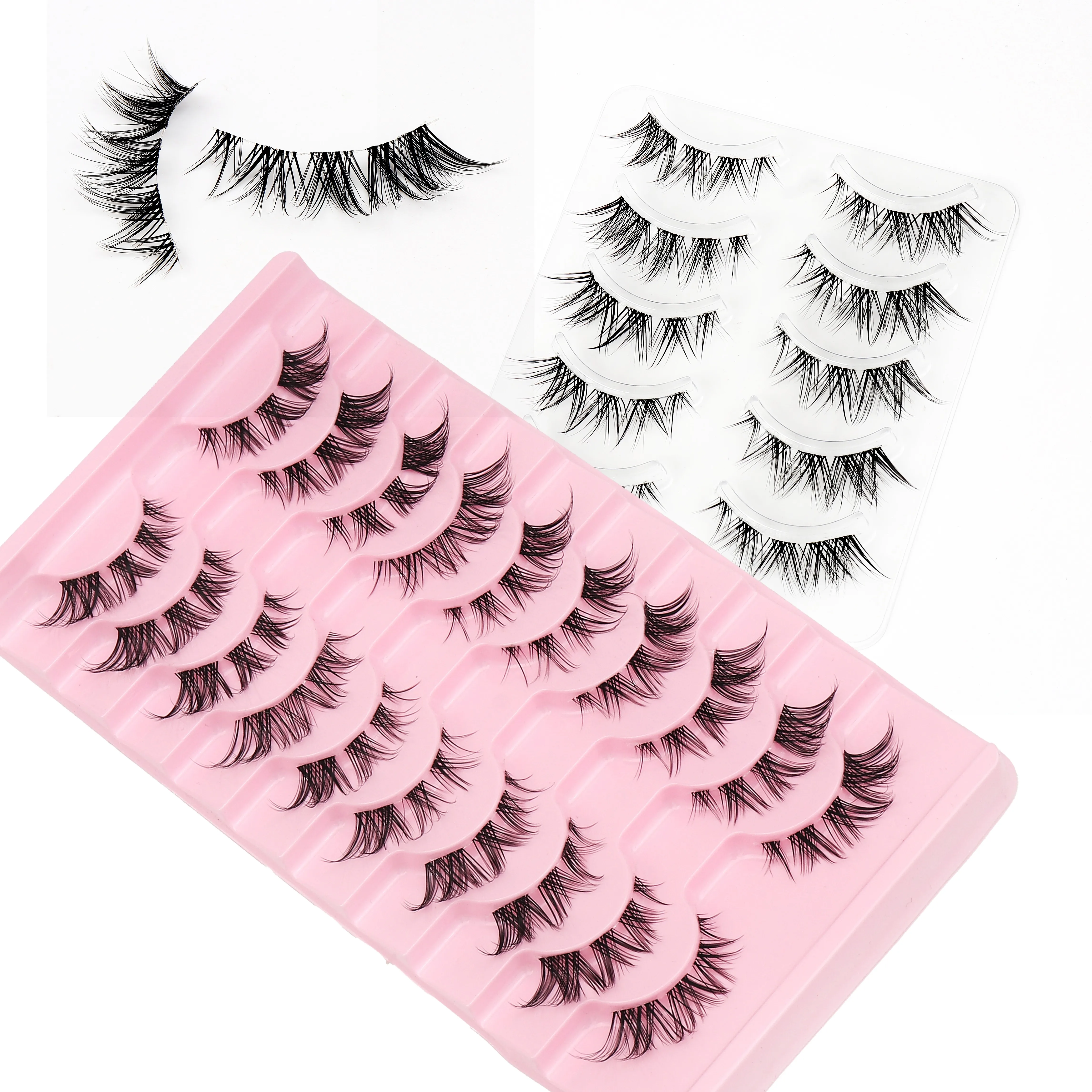 DINGSEN القط رموش 10 أزواج الرموش الصناعية الرموش الطبيعية أنيمي مجنح واضح الفرقة جلدة رموش زائفة مانغا جلدة ماكياج #5