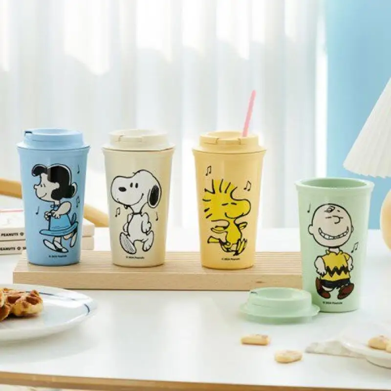 Snoopy Water Cup Imported From South Korea Snoopy Peanuts Cup New Type of Water Cup Cute Straw Cup Drinking Cup Milk Cup
