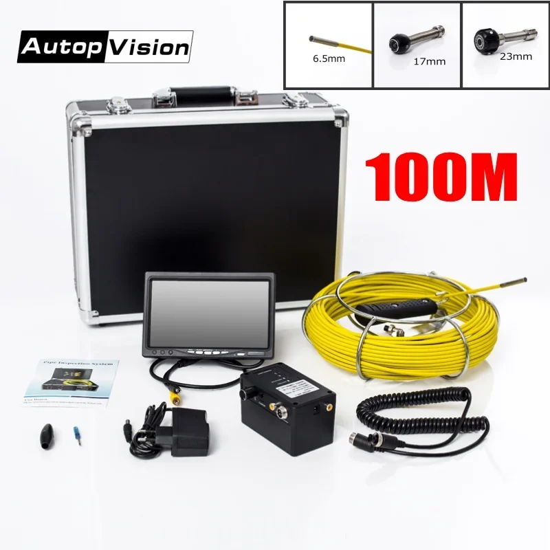 

DHL Free AP70 100M Cable Underwater mini camera 7" TFT LCD 6.5/17/23mm Sewer Pipeline Endoscope Inspection Snake DVR Camera