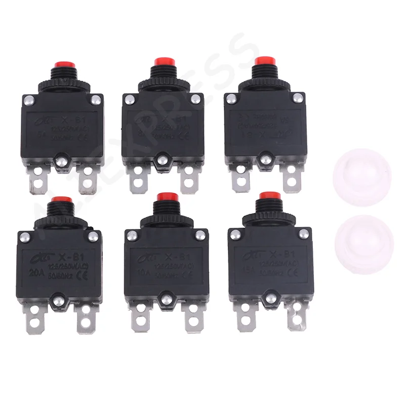 

New Thermal Switch Circuit Breaker Overload Protector 5A 6A 8A 10A 15A 20A Overload Switch Protector Fuse