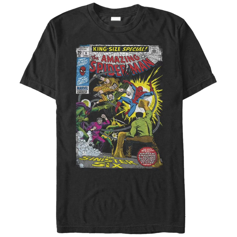 

Men's Marvel Sinister 6 Comic T-Shirt Slim Fit Tshirt Short Sleeve Tee Crewneck Tops Soft 100% Cotton Tee Marvel Fashion Clothes
