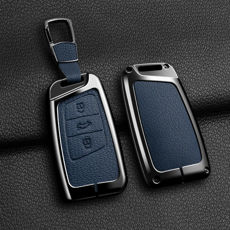 

New Auto Alloy Leather Car Key Case Cover Fob For Volkswagen VW Tiguan MK2 Magotan Passat B8 CC For Skoda Superb A7 Accessories