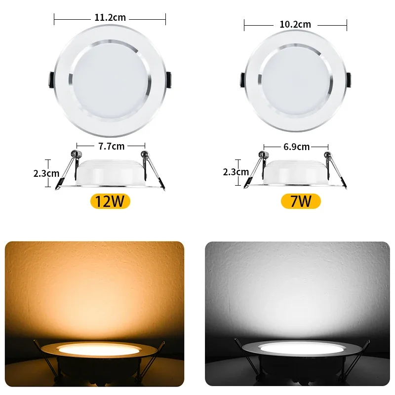 

Spot LED Downlight AC 220V 240V Waterproof Warm White Cold White Kitchen Round Recessed Lamp LED Spot Lighting 7W 12W