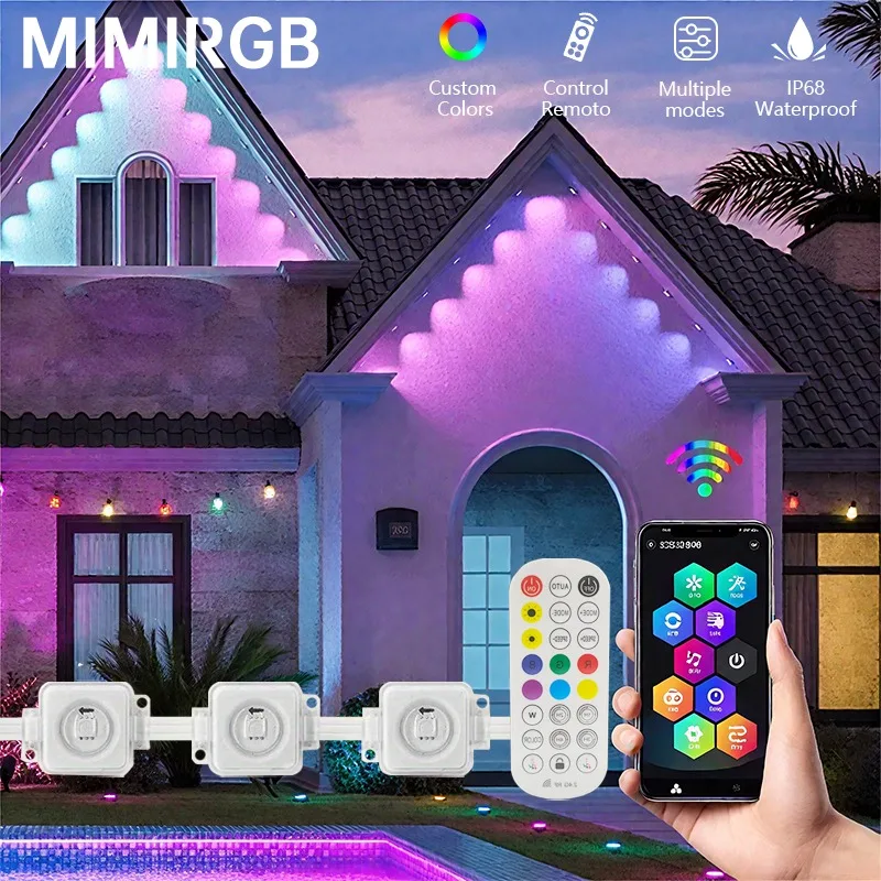 

MIMIRGB Smart LED Home Outdoor Light RGB Colorful Outdoor Light Scene Modes IP67 Waterproof Eave Light Suitable for Festivals