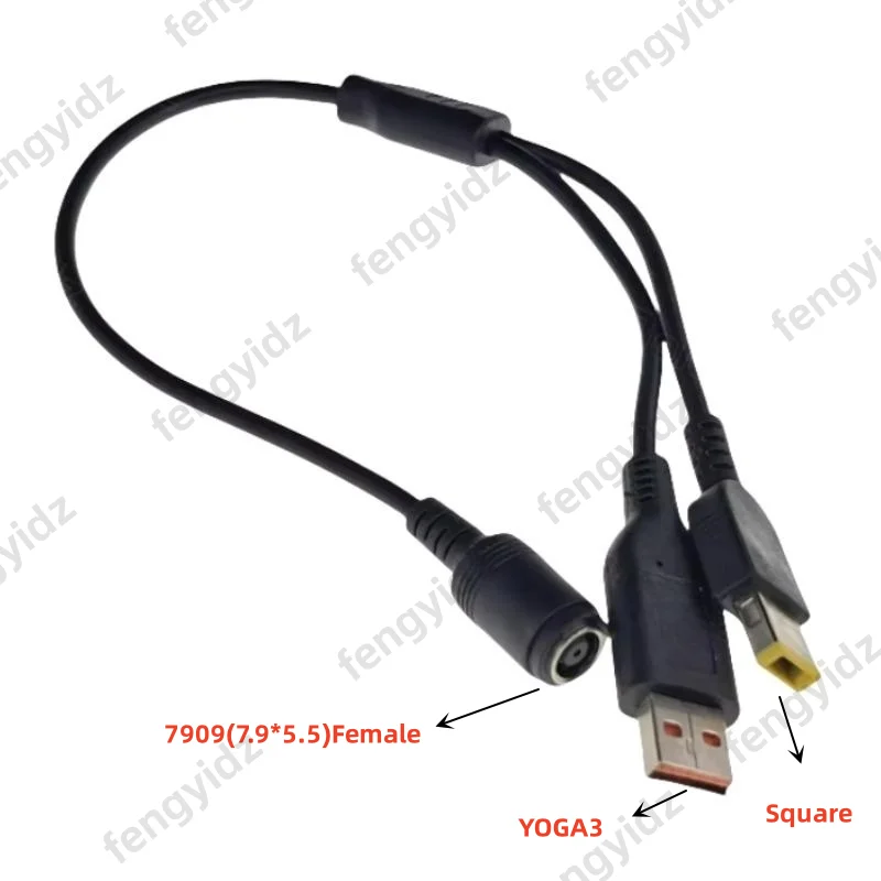 fengyidz DC Jack Power Adapter Cable Square Plug Female to Special USB Charger Male for Lenovo thinkpad for yoga3-14 yoga900 700