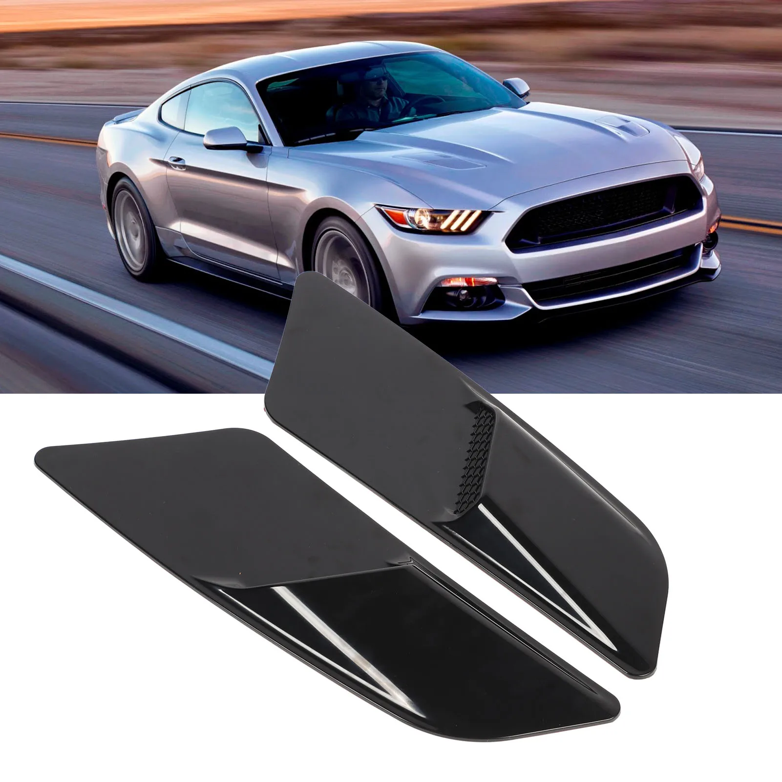 2 Pcs Engine Bonnet Air Vent Cover Front Bonnet Decoration Replacement for Ford Mustang 2015 to 2017 Car Intake Decoration