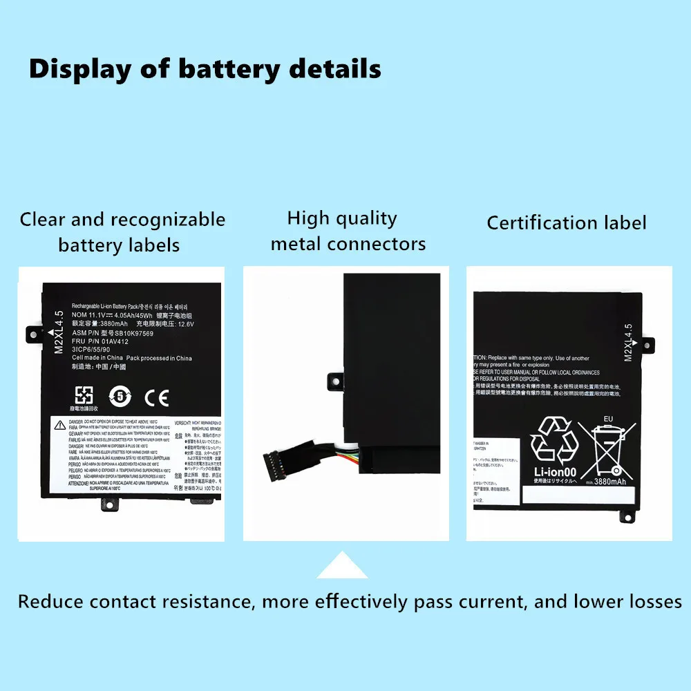 01AV412 01AV411 SB10K97570 SB10K97568 01AV413 Laptop Battery For Lenovo ThinkPad E475 E470 E470C Series SB10K97569