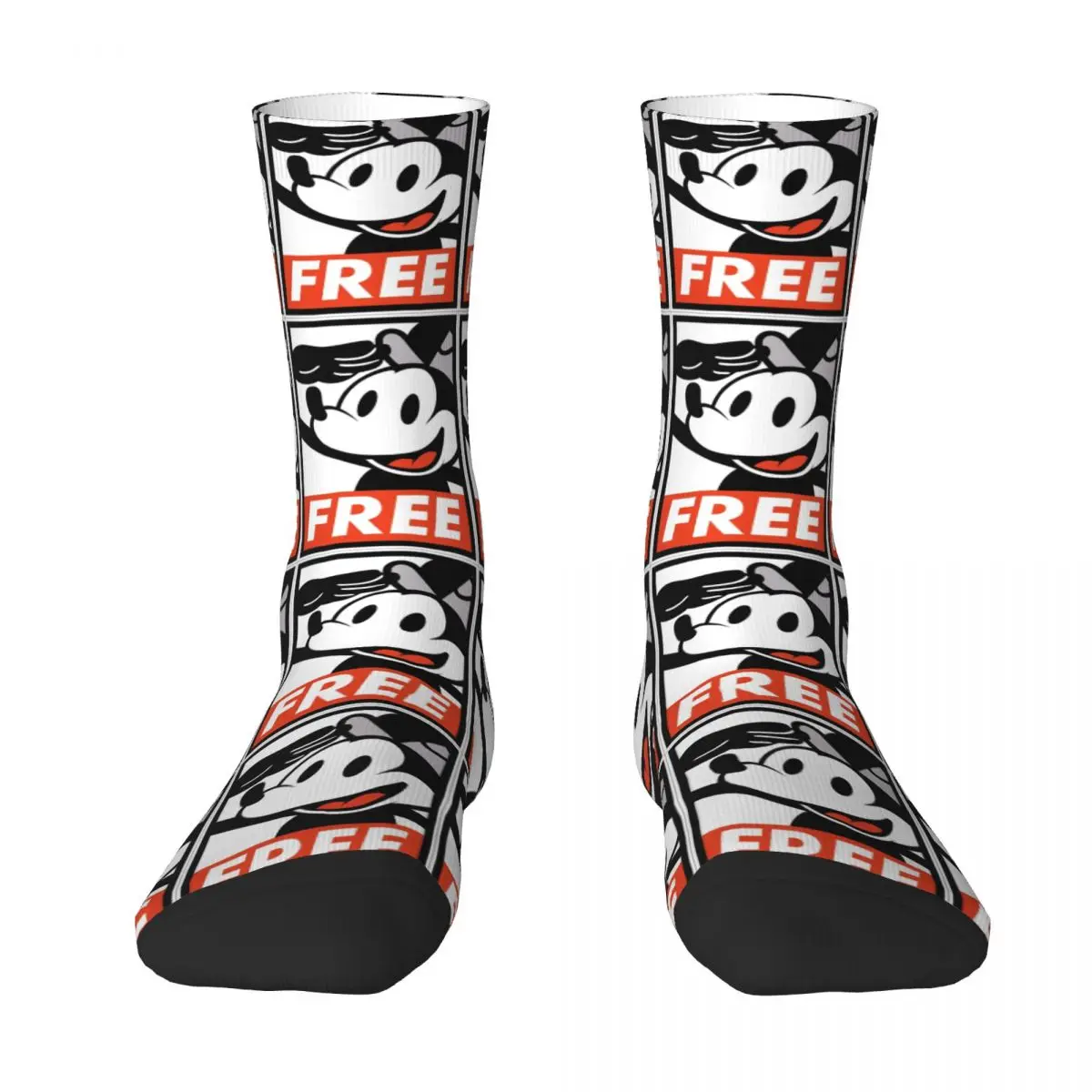 Free Willie Mickey Mouse Retro Socks Men's Women's Casual Socks Crazy Spring Summer Autumn Winter Middle Tube Socks Gift