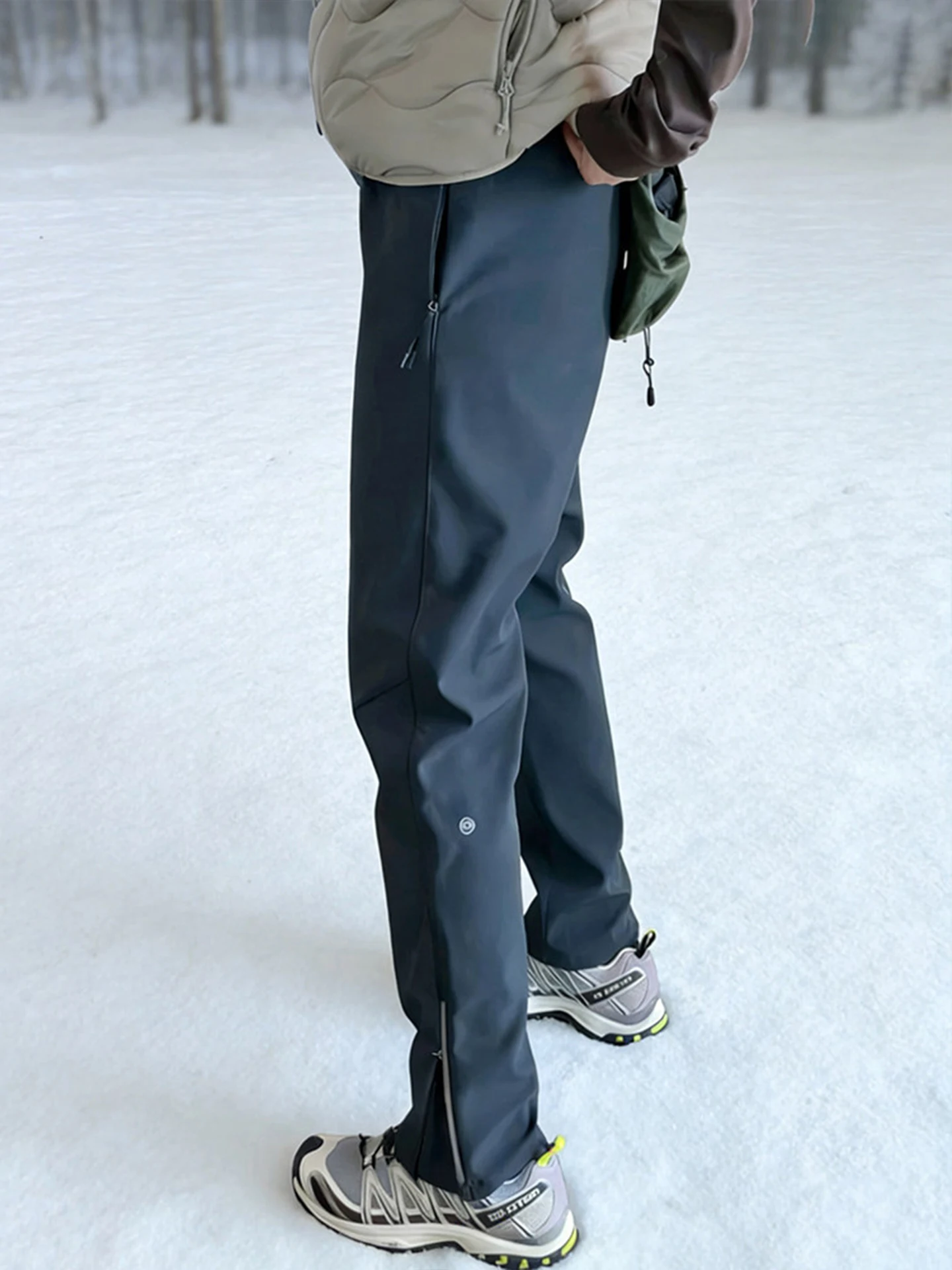 Outdoor Soft  Waterproof Trousers Men's Thickened Warm Workwear Pants Slim Fit Sports Trousers for Autumn Winter Climbing