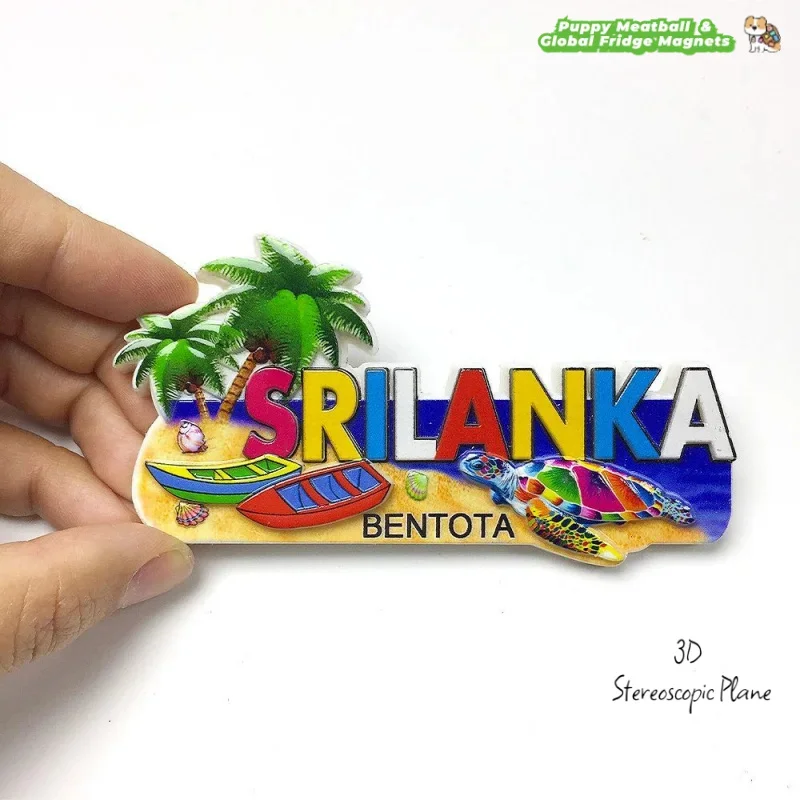 سريلانكا تذكارية للسفر مصنوعة يدويًا مرسومة يدويًا بحروف مغناطيسية مغناطيس الثلاجة هدية ديكور منزلي إبداعي #1