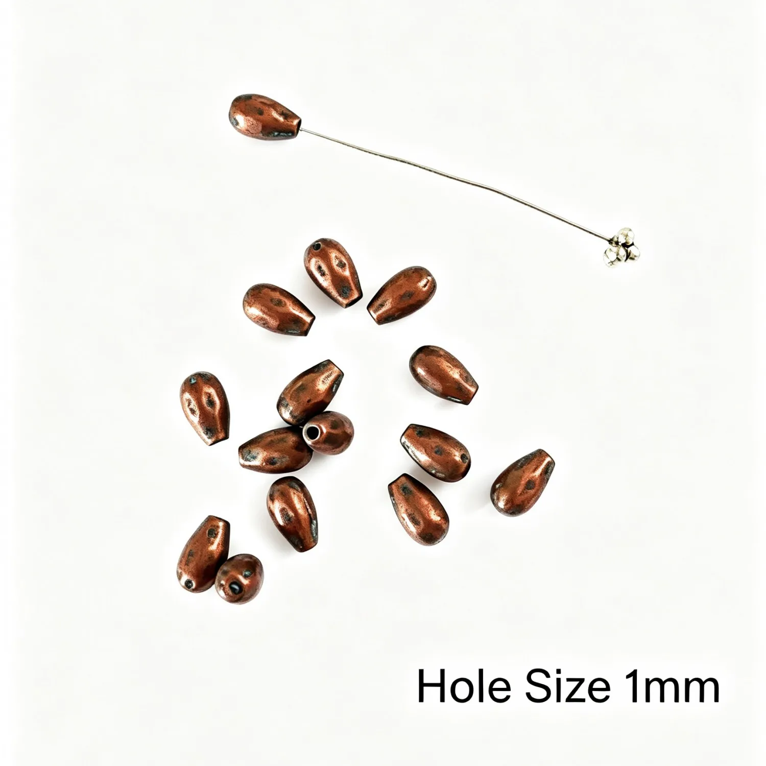 20Pcs 9.5×5.5mm Zinc Alloy Antique Red Copper with Blue Wash Coffee Bean Shape End Cap Bead Cap DIY Jewelry Accessories H5214