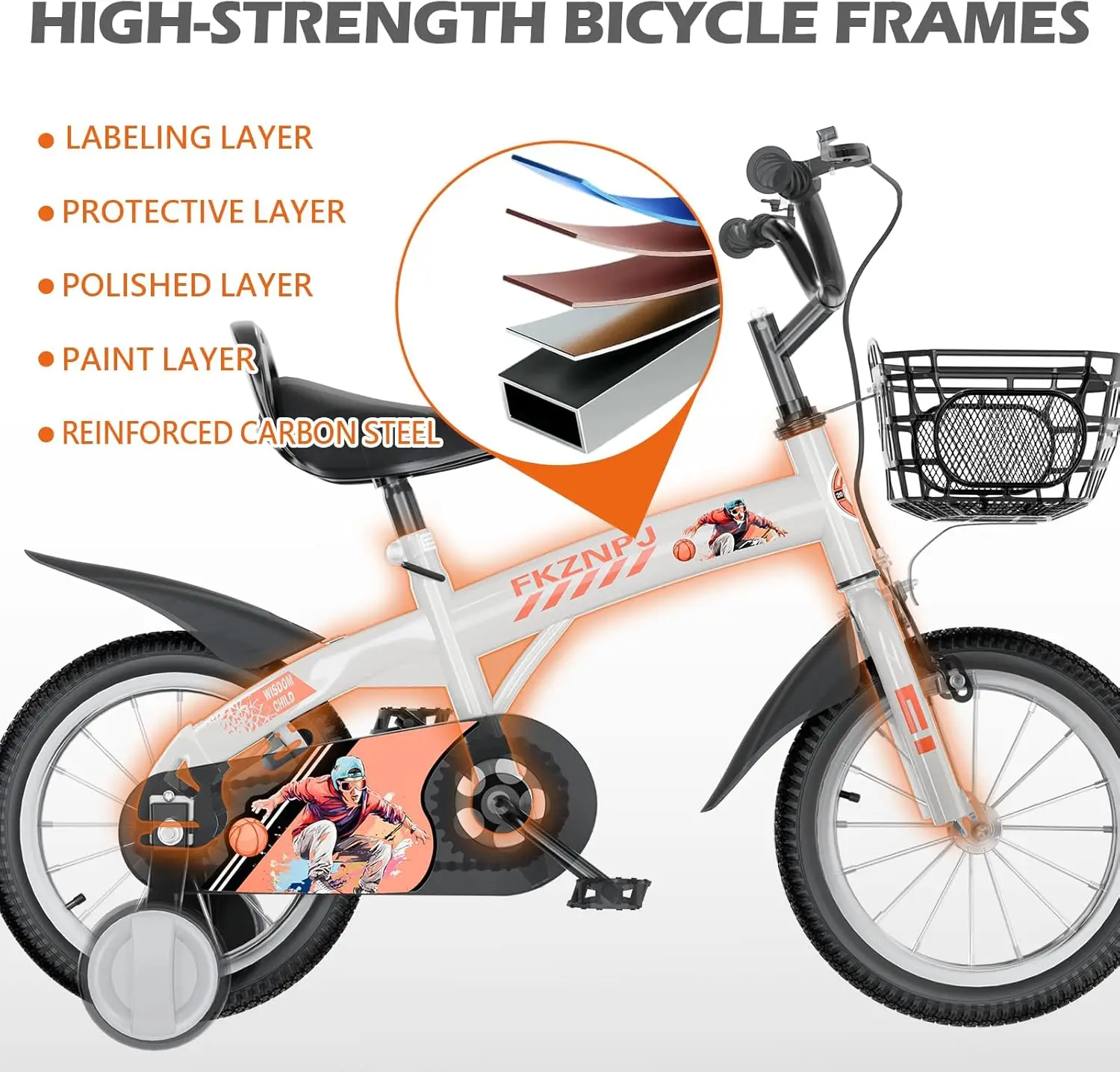دراجة أطفال مقاس 16/18 بوصة مع عجلات تدريب للأولاد والبنات، دراجة قابلة للتعديل للأعمار من 4 إلى 8 سنوات، فرامل يدوية وكوستر، سلة، دبوس