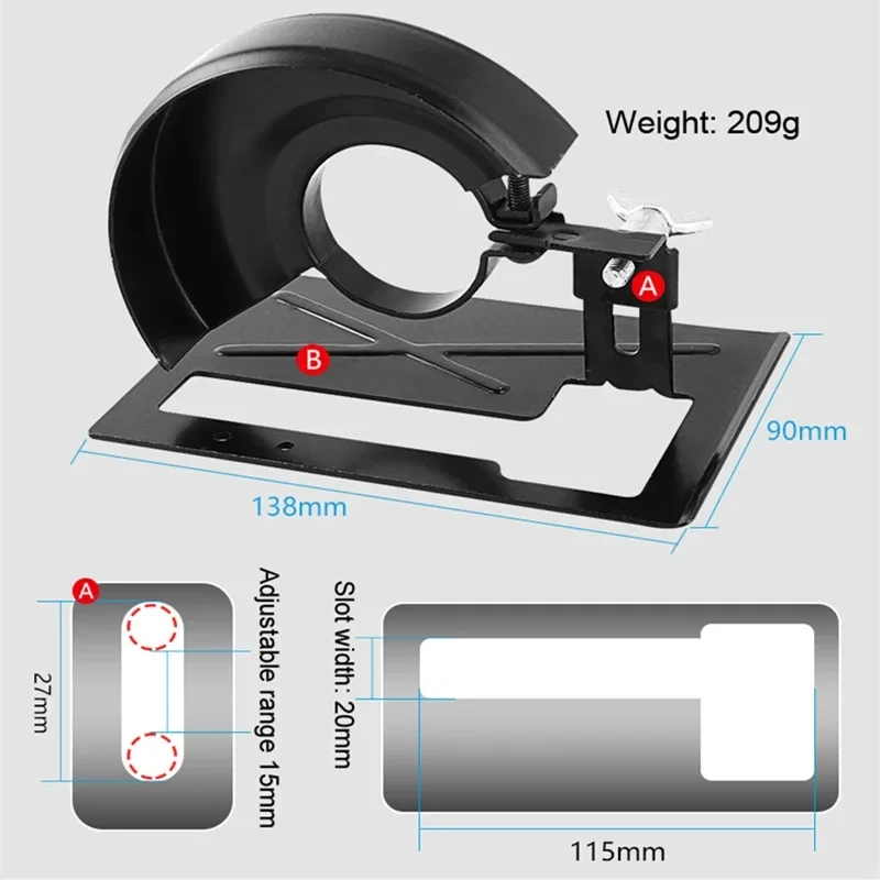 D9 Universal Angle Grinder Bracket Adjustable Metal Angle Grinder Bracket Saw Rack Base Sliding Angle Bracket Woodwoking Tools