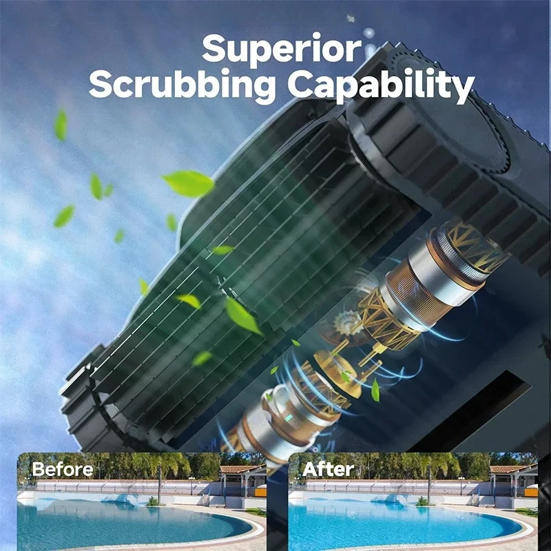High‑End Cordless Swimming Pool Robot Cleaner, APP Control Wall Waterline Cleaning Dual‑Filter 300Mins for Max 400㎡ Pool