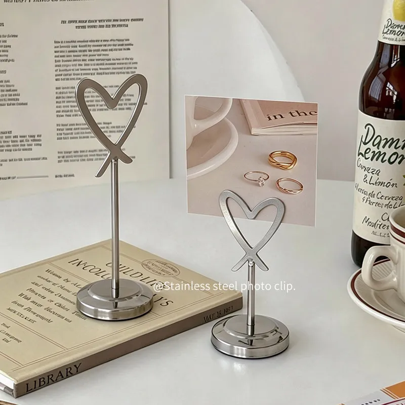 6 PCS Stainless Steel Tabletop Menu Holder Harp-Clip Table Number Place Card Holder For Restaurants Weddings Photo Recipe Clip