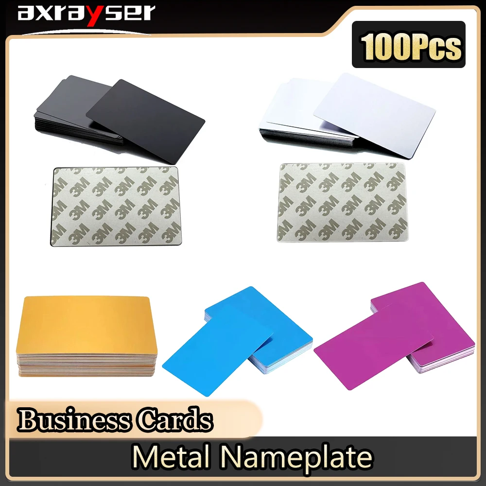 100 قطعة من بطاقات الأعمال المعدنية لوحة اسم متعددة الألوان من سبائك الألومنيوم لآلة الوسم بالليزر علامة ليزر CO2 #1