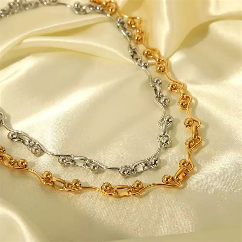 EILIECK 316L Edelstahl Metall Silberfarben Perlenkette Armband-Set für Damen Modischer Wasserdichter Schmuck Damengeschenk – Detail 17