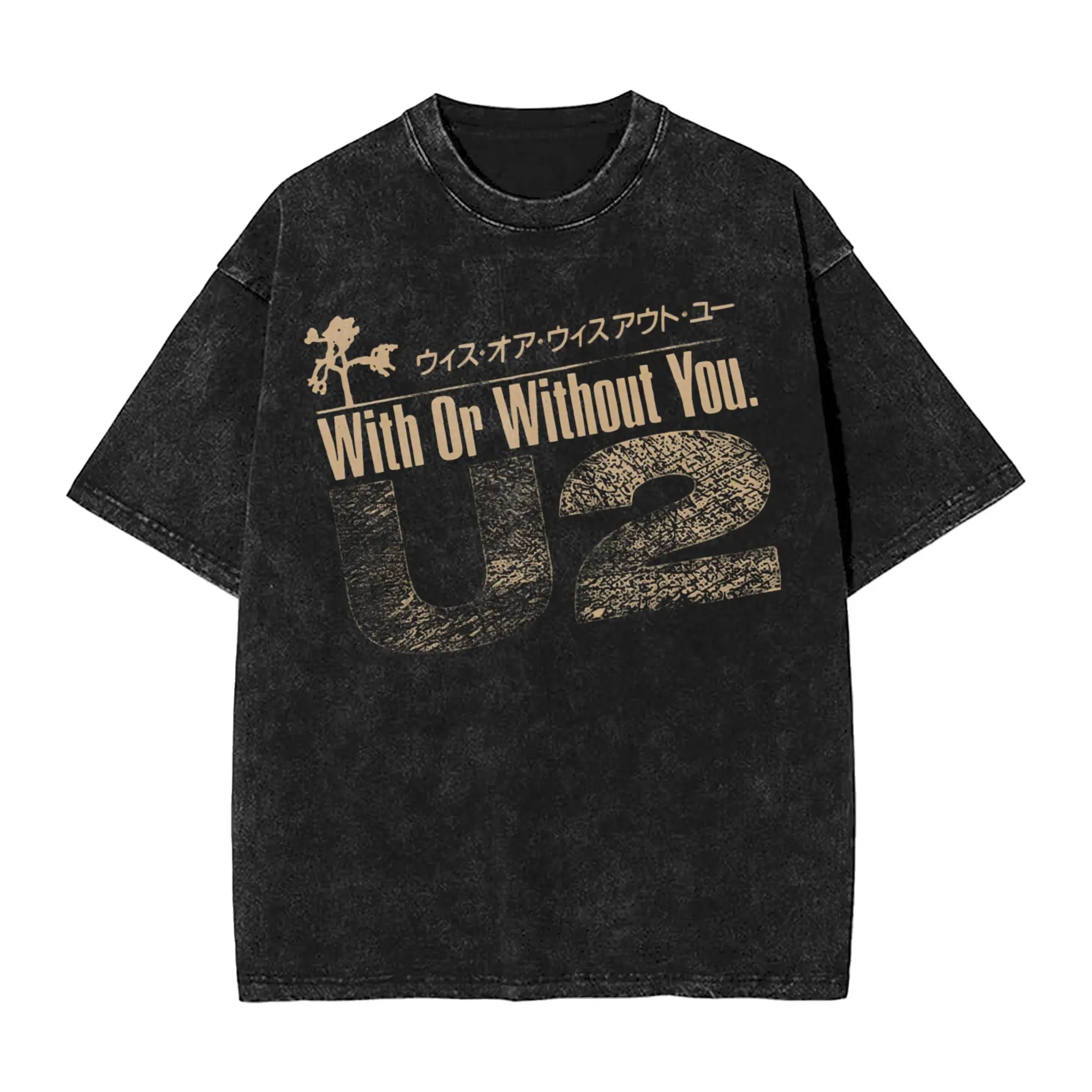

Creative U2 T-Shirts Men Round Neck Cotton Washed T Shirt With Or Without You Short Sleeve Tee Shirt Birthday Gift Tops