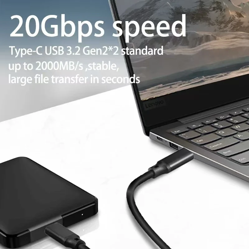 USB3.2 Gen2 Datenkabel USB C zu USB Typ C 20 Gbit/s Transfer 4K 60 Hz PD 100 W Schnellladung USB 3 2 Gen2x2 Kabel für MacBook Switch – Detail 2