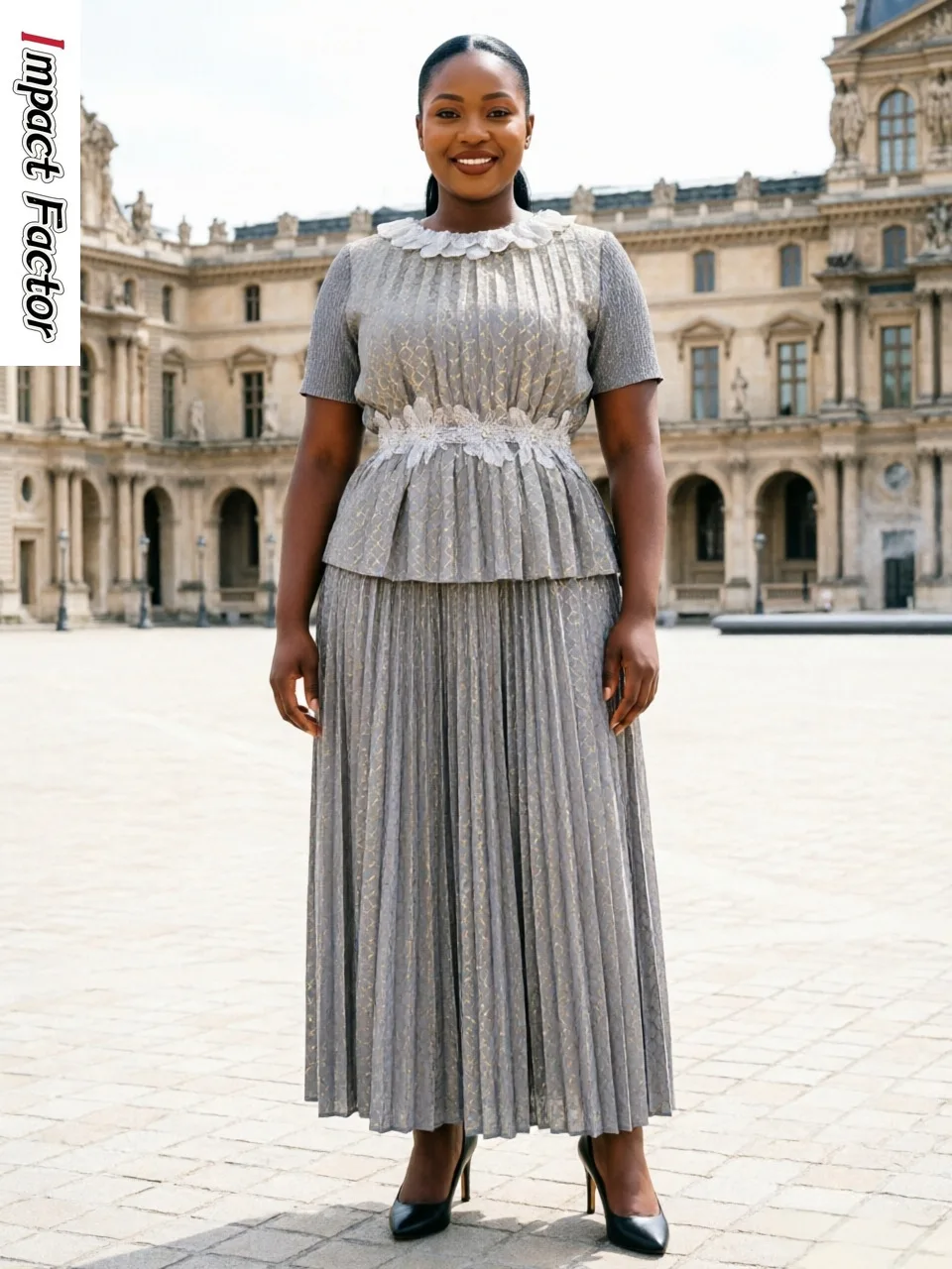 Miyake High-end Pleated Loose Suit Fashion Bronzing Loose Temperament Skirt Two-piece Set Women's Clothing New
