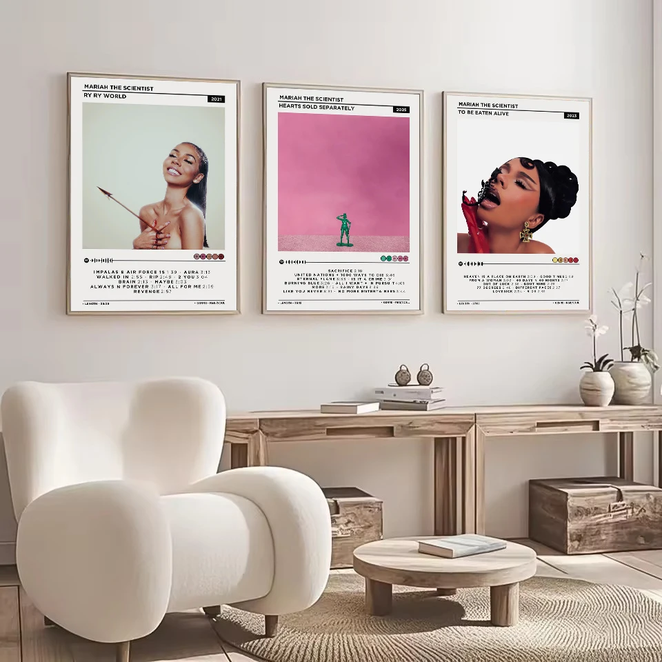Singer Mariah The Scientist Portrait Hearts Sold Separately Music Albums Tracklist Poster Printed Canvas Painting Home Decor