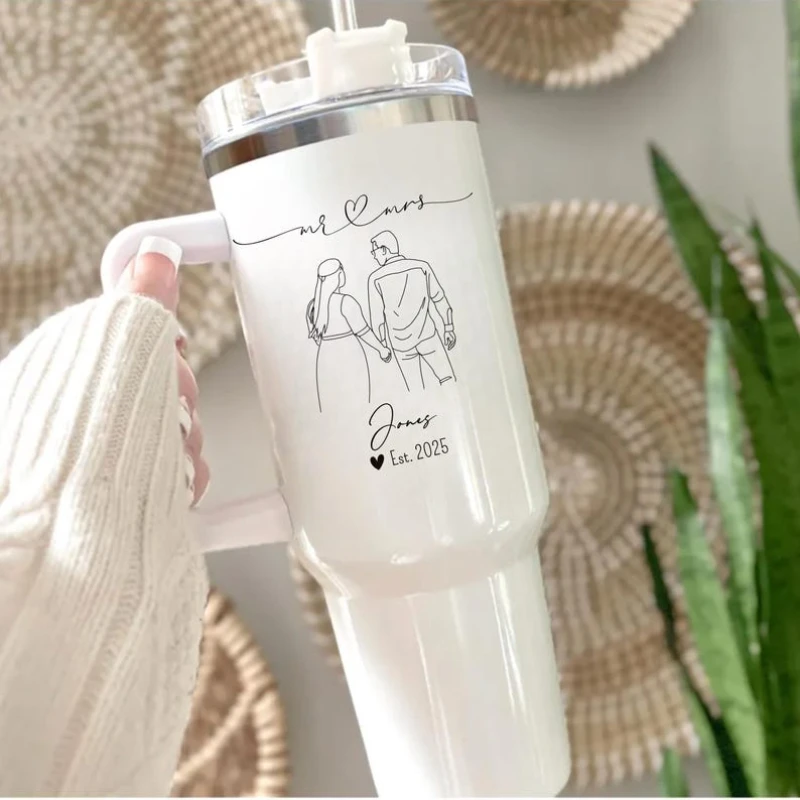 Personalized Insulated Tumbler Custom Logo Text Large Capacity Portable Travel Mug Couples Graduation Gift Bulk Gift Set Quality