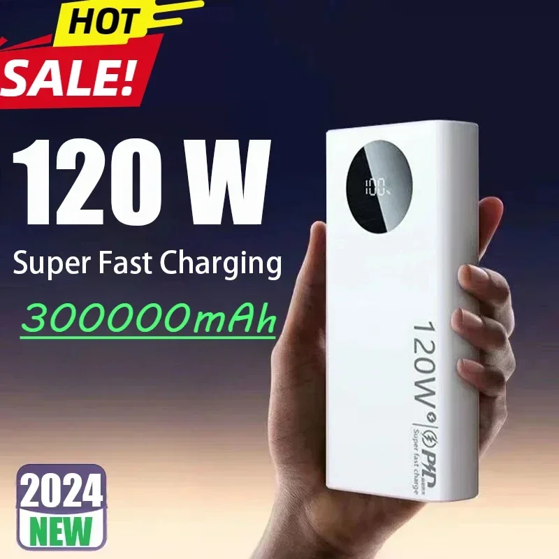 120W 300000mAh Power Bank High Capacity 200000mAh Fast Charging Portable Battery Charger for iPhone Samsung Huawei 2025