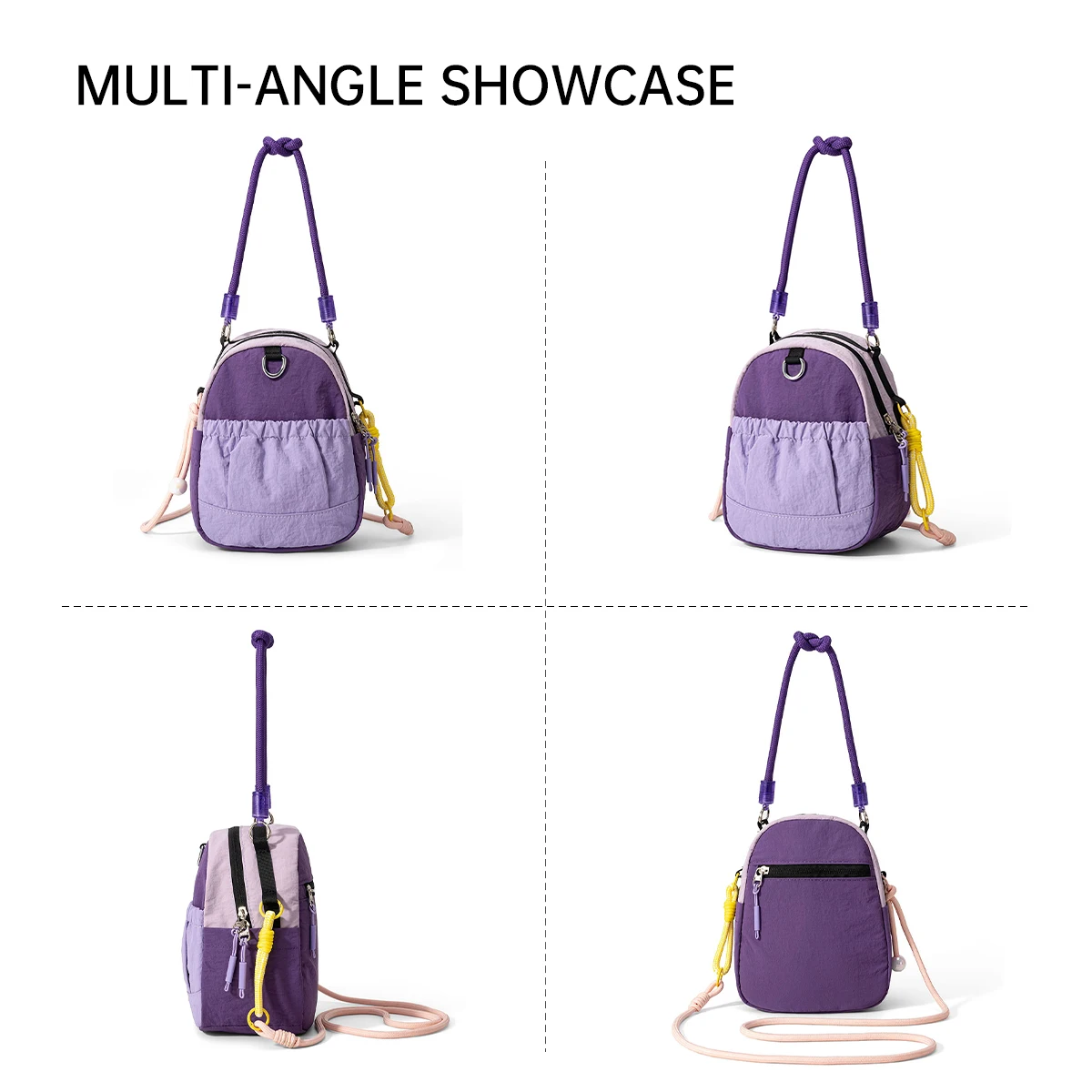 Umhängetasche für Damen, leichte tragbare Wasserflaschentasche für Ausflüge, kleiner Rucksack zum Wandern, lässige leichte Schultertasche für Studenten. – Detail 3