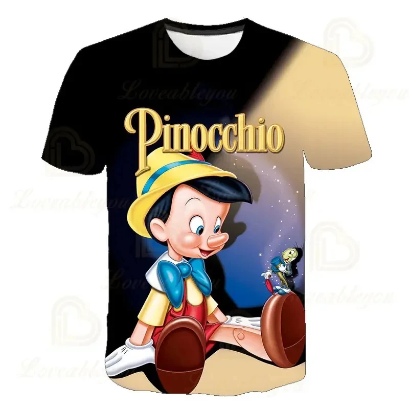 2024 New Cartoon T-Shirts Pinocchio Anime 3D Print Men Women Fashion T Shirt Boy Girl Tees Tops Clothing 