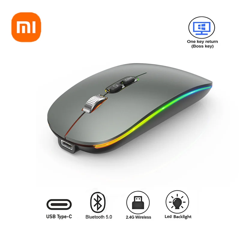 Xiaomi Wireless Mouse Dual Mode Bluetooth 2.4G One-Click Desktop Function Type-C Rechargeable Silent Backlight Mice For Laptop