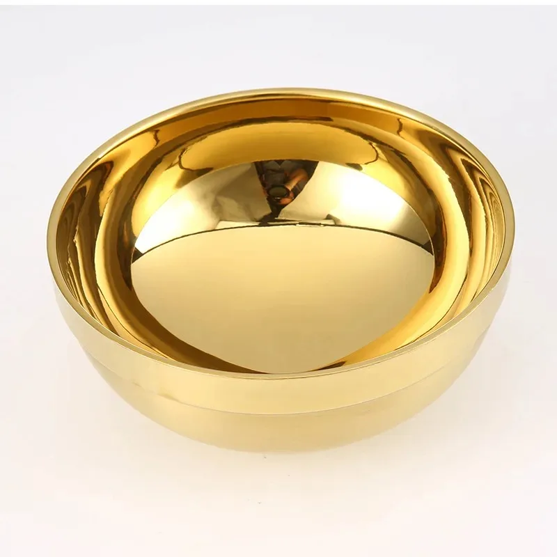 Bowls Kitchen Soup Noodle Rice 11.5cm Stainless Steel Thickened Double Layer Thermal Insulation Gold Fruit Plate
