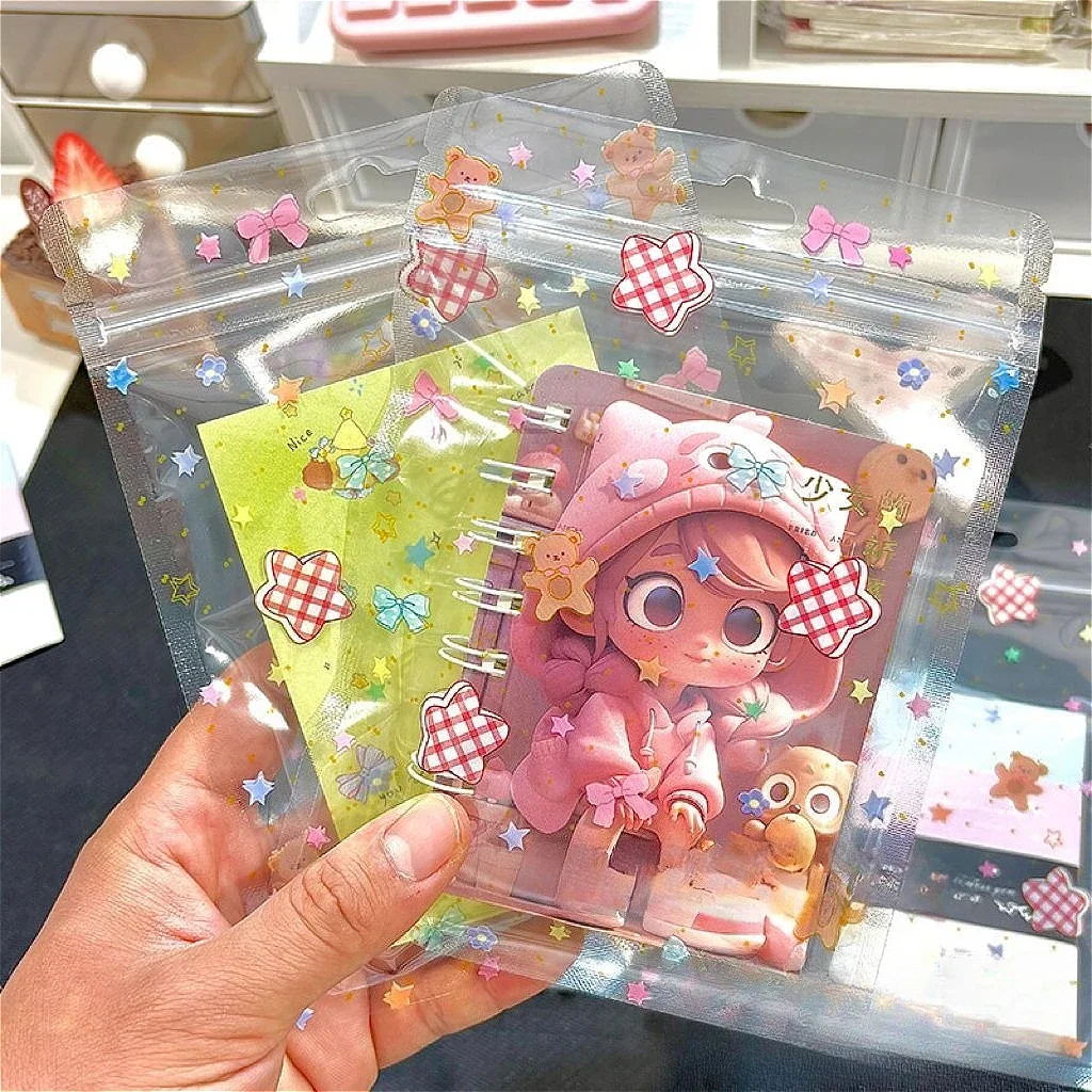20/30/50PCS Cute Star Resealable Pouches Ins Korean Style, Large Gift Packing Bags for Photocard Stationery
