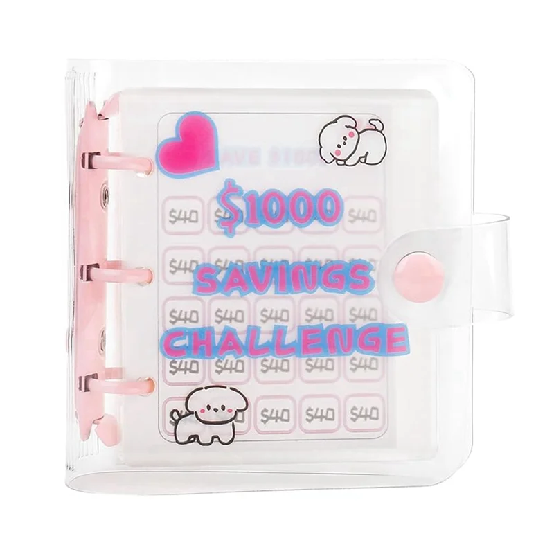 2 STUKS 1000 Besparingen Uitdagingsbinder Met Mini Envelop Besparingen Uitdagingsboek Roze PVC Herbruikbare Budget Bindmiddel Boek