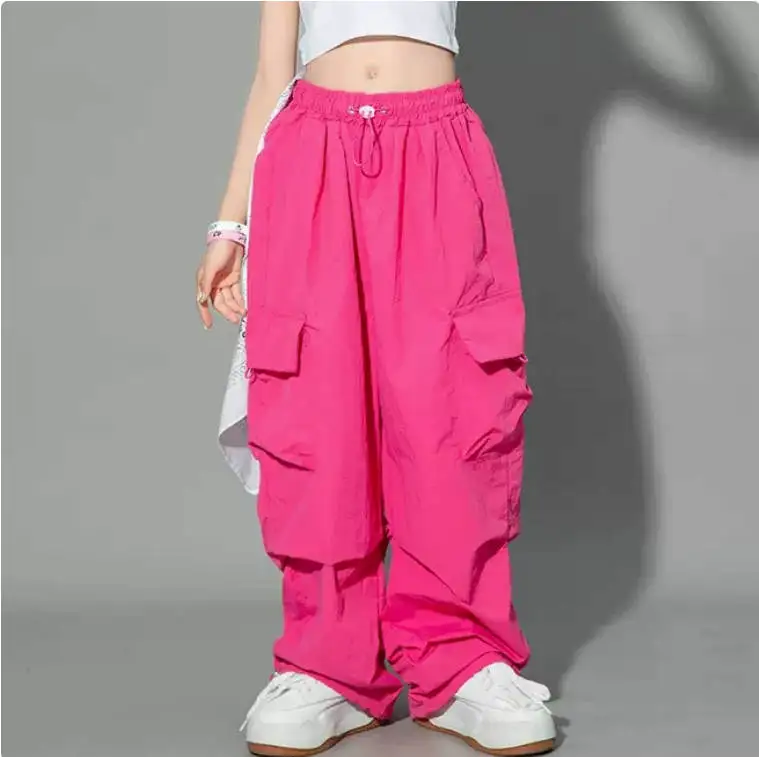 Pantalon Cargo Baggy Fille 5-16 Ans - Multi-Poches Jogging Hip-Hop Streetwear Taille Élastique