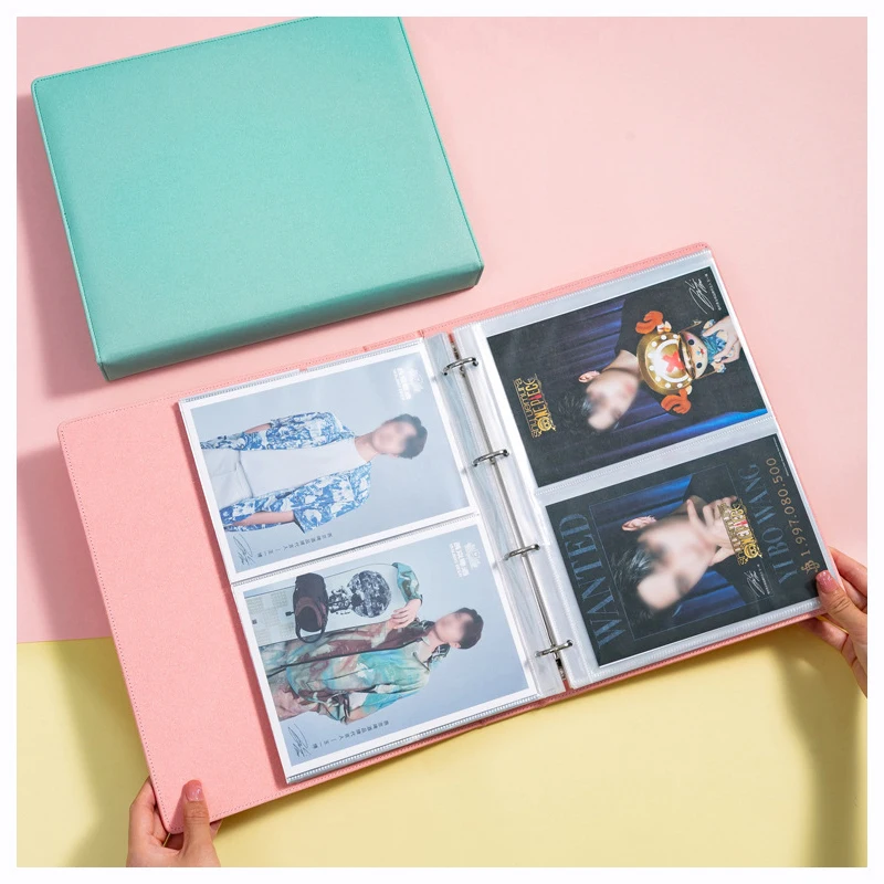 A4 Photocard Binder Glitter D Ring Kpop Photo Album Pocket Sleeves Clear PVC Free Postcard Picture Photocard Holder Collect Book