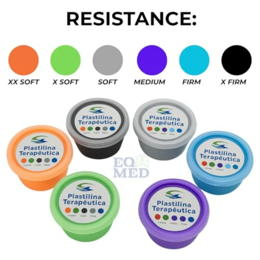 Conjunto de massa terapêutica para exercícios de mãos, 6 níveis de resistência, silicone não tóxico para terapia de mãos, alívio do estresse