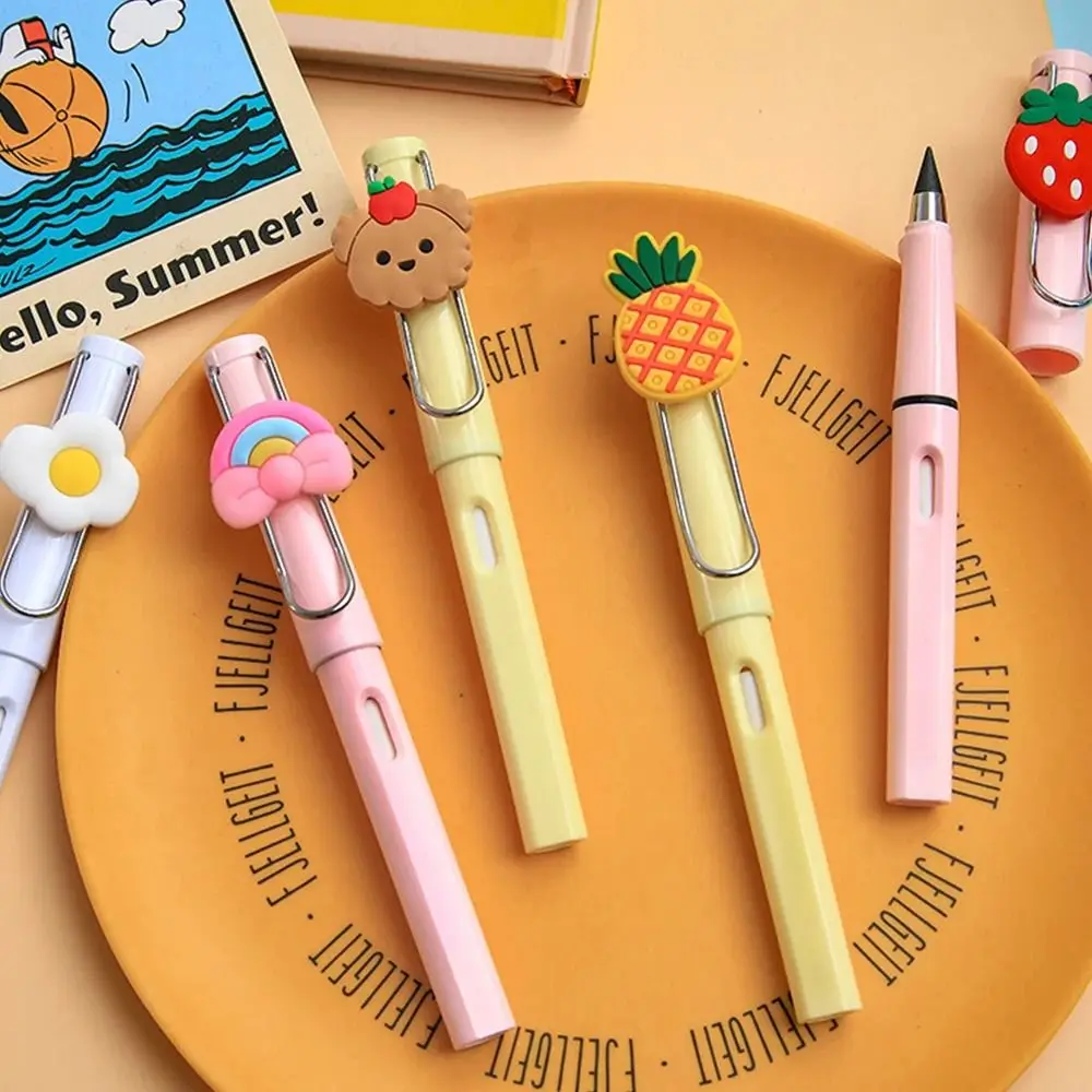 Fruit Bear Cartoon Eternal Pencils Cute Gifts Plastic No Sharpening Pencils with Fruits Animal Decoration