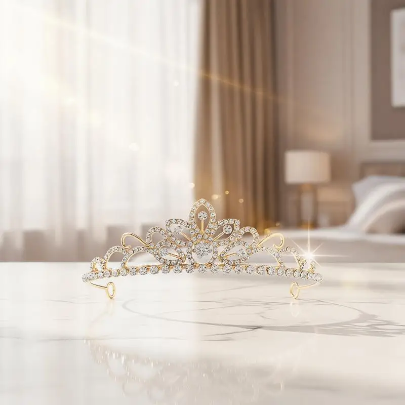 Girls Rhinestone Princess Tiara Premium Sparkling Crystal Headpiece for Wedding Birthday Pageant Party