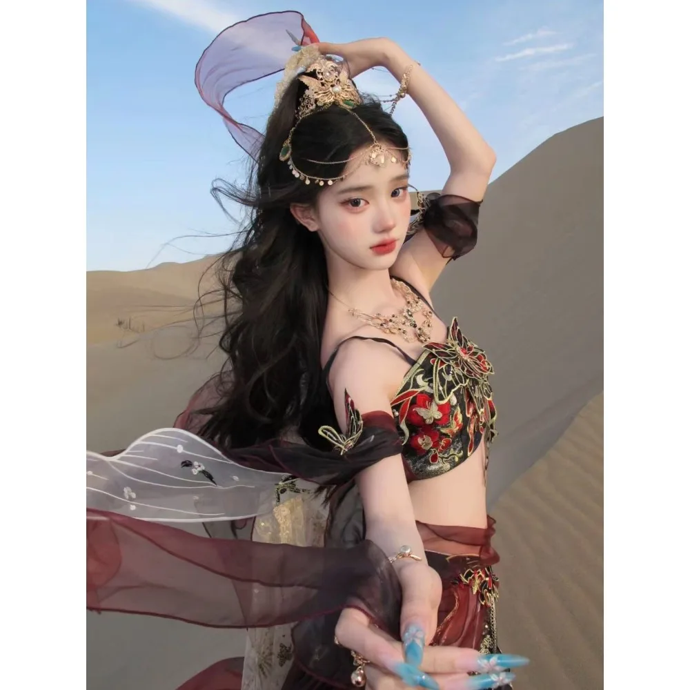 New Fairy Butterfly Hanfu Set Embroidered Princess Dress Chinenic Fairy Costume with Feather Sleeves for Womense Ancient Eth
