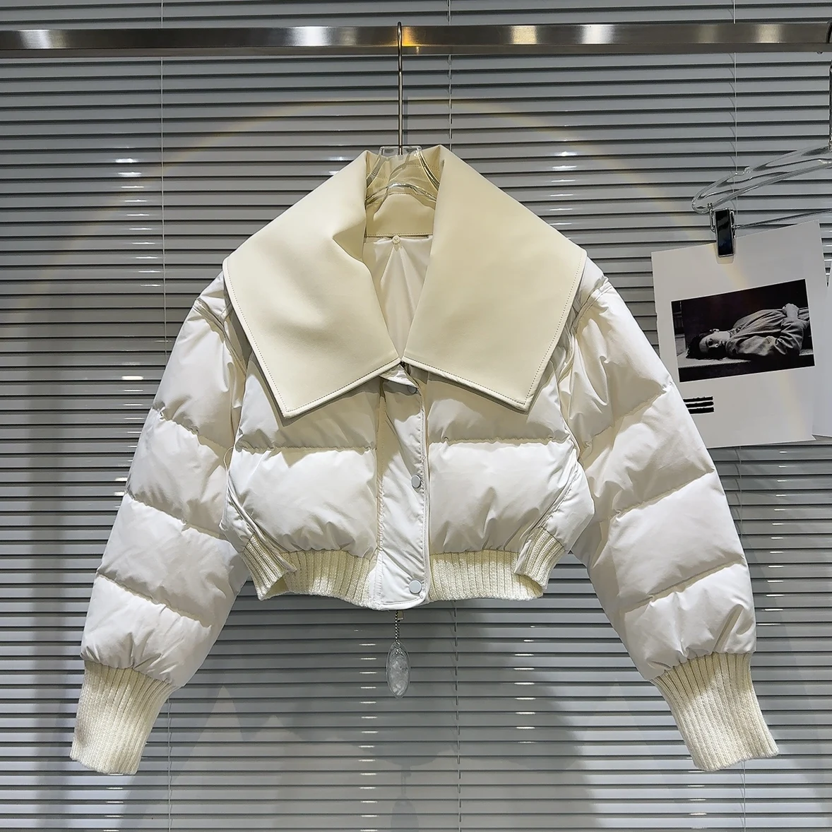 

Street Sle PU Leather Collar Design Winter Cotton Jaet Spicy Girl Warm Cotton Coat ort Length Zipper Closure Long Sve