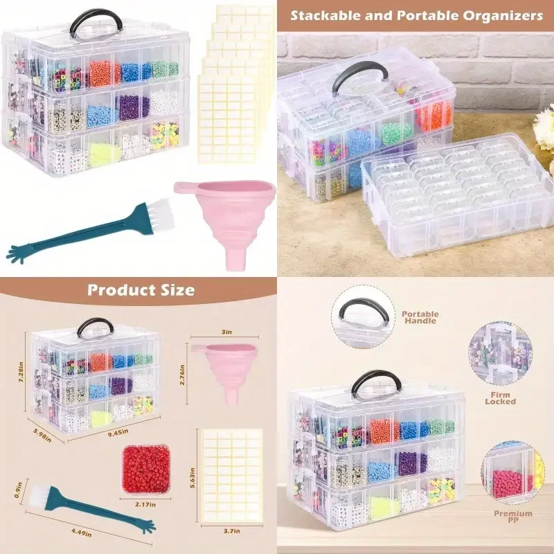 

Штабелируемая коробка для сортировки ювелирных изделий с прозрачной крышкой - прочный пластиковый контейнер для хранения ювелирных изделий, бусин, ногтей, винтов,