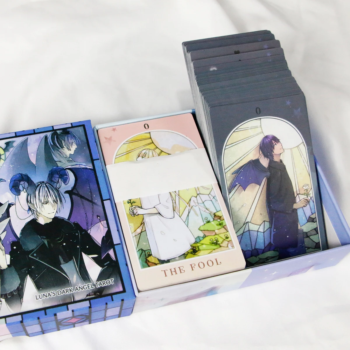 2 In 1 Luna\'s Dark Angel and Light Angel Tarot Deck 156 Pcs Tarot Cards 12*7cm In Rigid Box