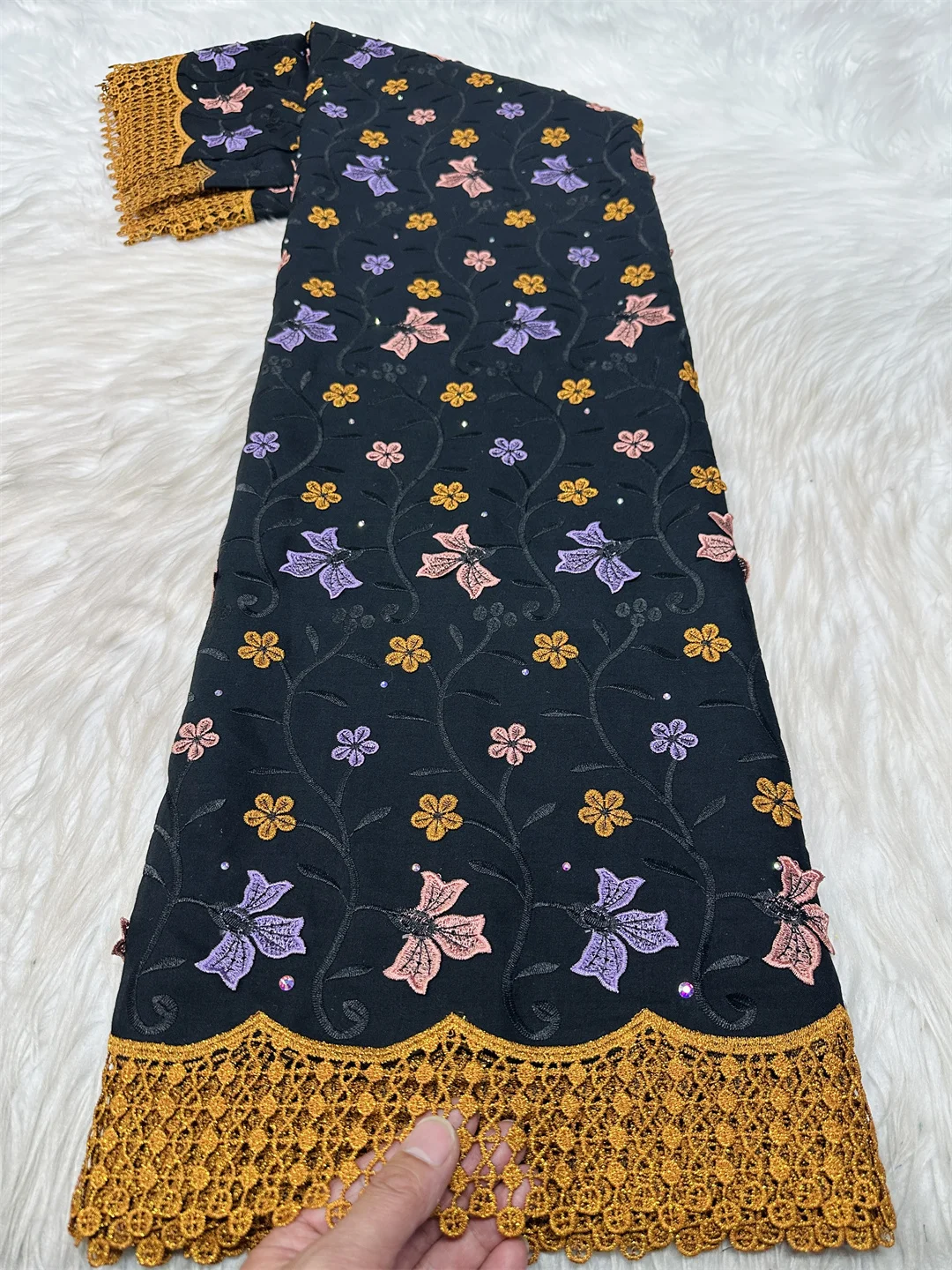 

Кружевная ткань SJ Lace, 5 ярдов, швейцарский вуаль-кружево, высококачественная 3D-ткань из нигерийского африканского хлопка с камнями для женских вечерних платьев и шитья