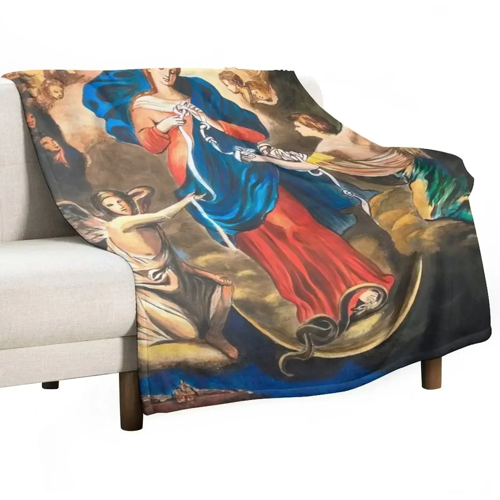 Mary Undoer of Knots Throw Blanket for sofa Soft Plaid Sleeping Bag blankets and throws Soft Beds Soft Big Blankets