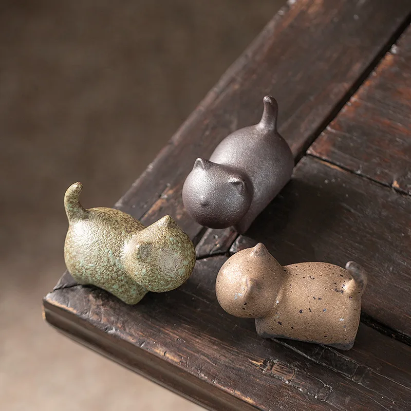 Coarse Pottery Kiln-Transformed Tang Horse Small Tea Pet Ornament Can Be Cultivated for Zen Decoration